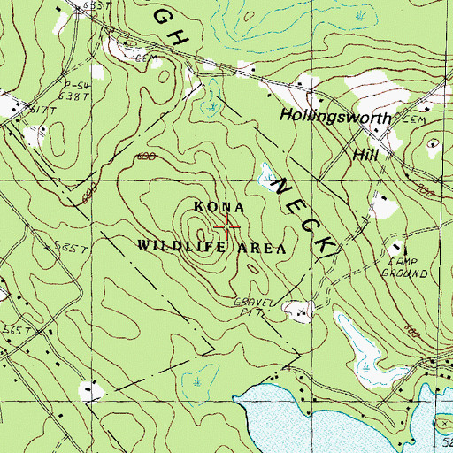 Topographic Map of Kona Wildlife Area, NH