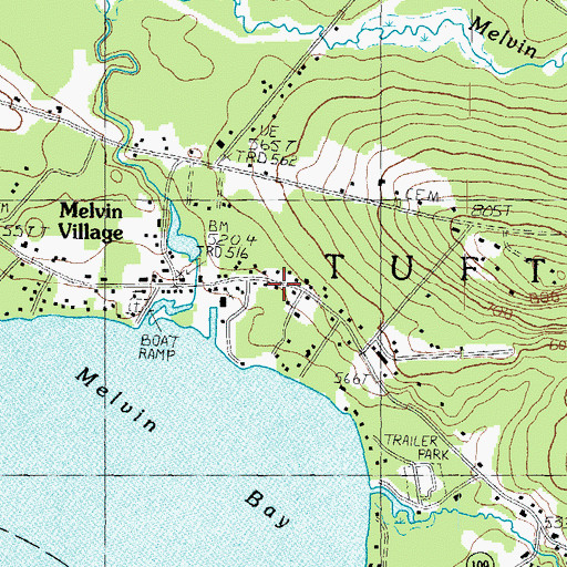 Topographic Map of Melvin Village Post Office, NH