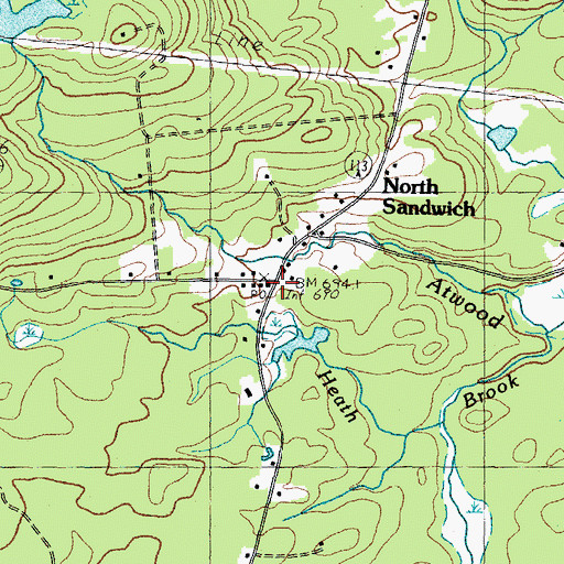 Topographic Map of North Sandwich Post Office, NH