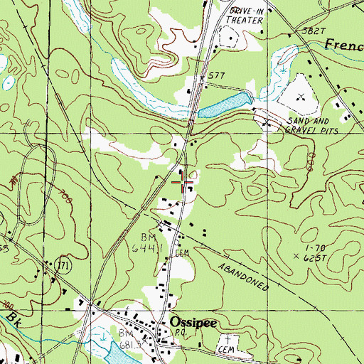 Topographic Map of Ossipee Post Office, NH