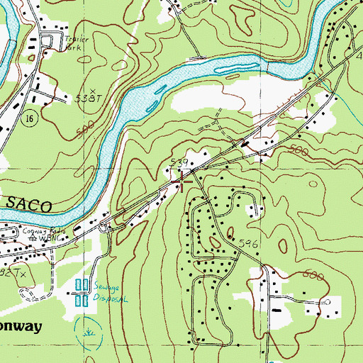 Topographic Map of Saco River Covered Bridge, NH