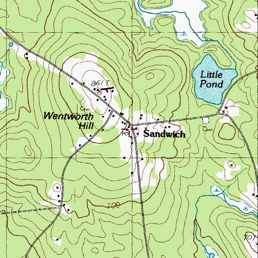 Topographic Map of Sandwich Post Office, NH
