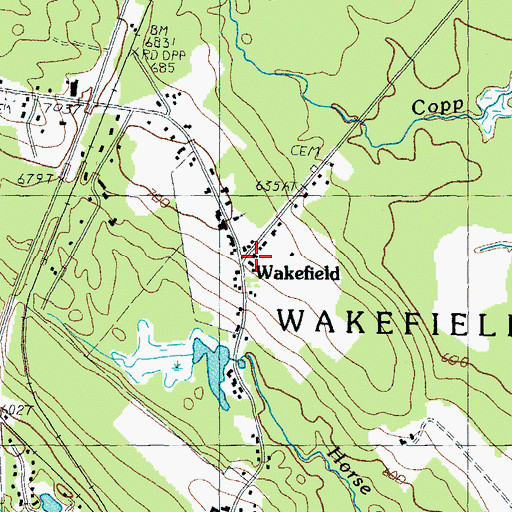 Topographic Map of Wakefield Village Historic District, NH