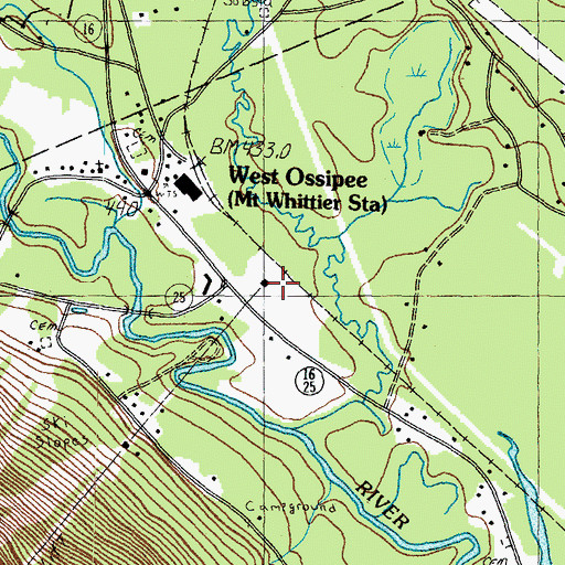 Topographic Map of West Ossipee Post Office, NH