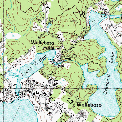 Topographic Map of Wolfeboro Falls Post Office (historical), NH