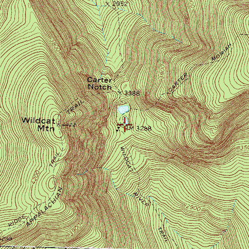 Topographic Map of Carter Notch Hut, NH