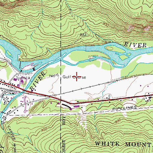 Topographic Map of Androscoggin Valley Country Club, NH