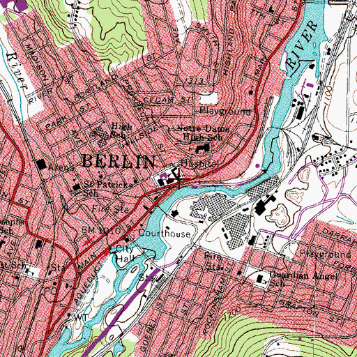 Topographic Map of Androscoggin Valley Hospital Library, NH