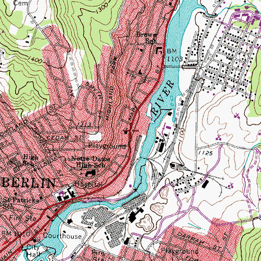 Topographic Map of Berlin United Church of Christ, NH