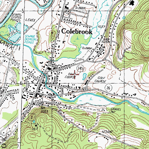 Topographic Map of Colebrook Country Club, NH