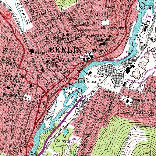 Topographic Map of Coos County Courthouse, NH