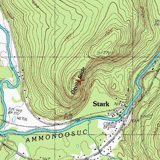 Topographic Map of Devils Slide, NH