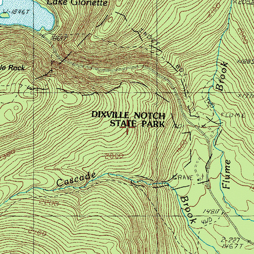 Topographic Map of Dixville Notch State Park, NH