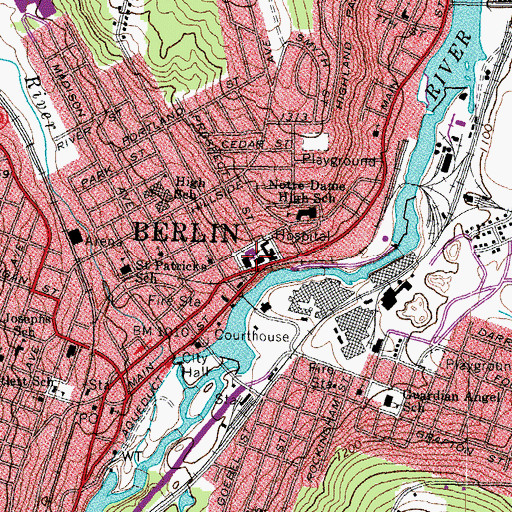 Topographic Map of First Baptist Church, NH