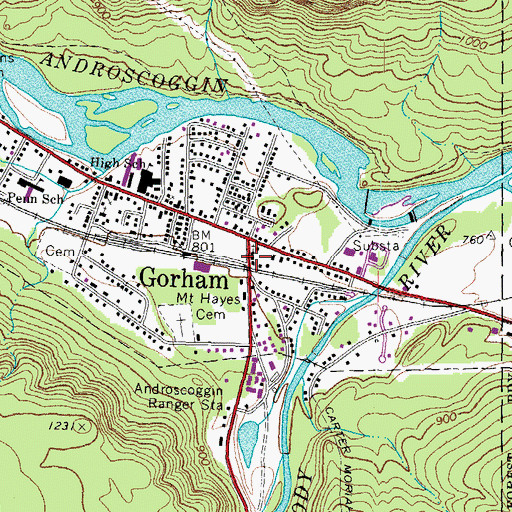 Topographic Map of Gorham United Methodist Church, NH