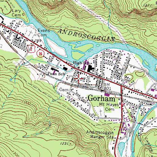 Topographic Map of Holy Family Roman Catholic Church, NH
