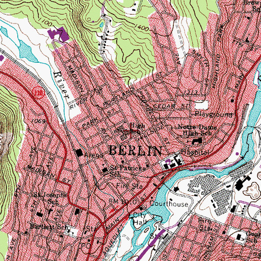 Topographic Map of Marston Elementary School, NH