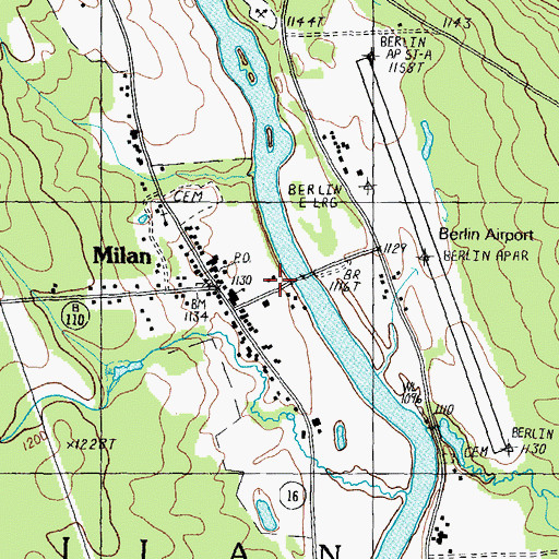Topographic Map of Milan Post Office, NH