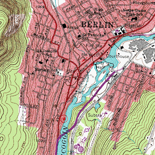 Topographic Map of North Country Baptist Church, NH