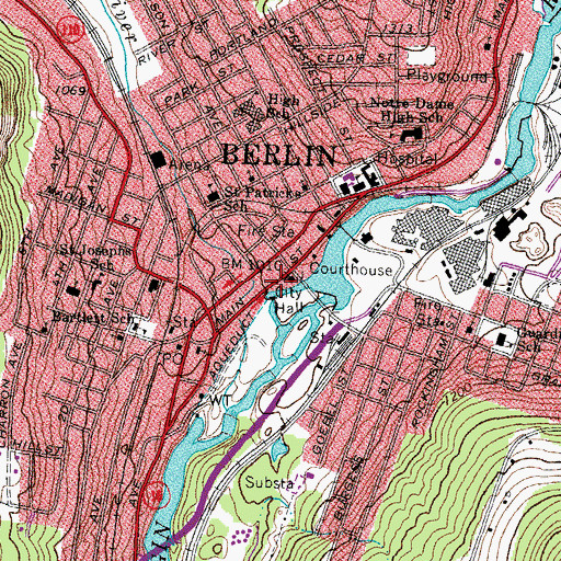 Topographic Map of Northern White Mountains Chamber of Commerce, NH