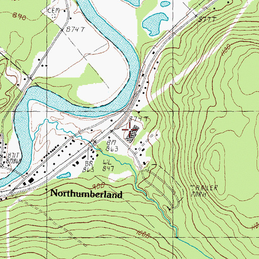 Topographic Map of Northumberland Shopping Center, NH