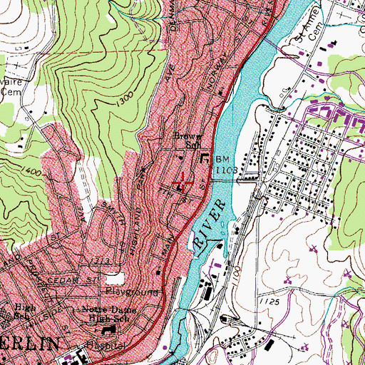 Topographic Map of Saint Paul Lutheran Church, NH