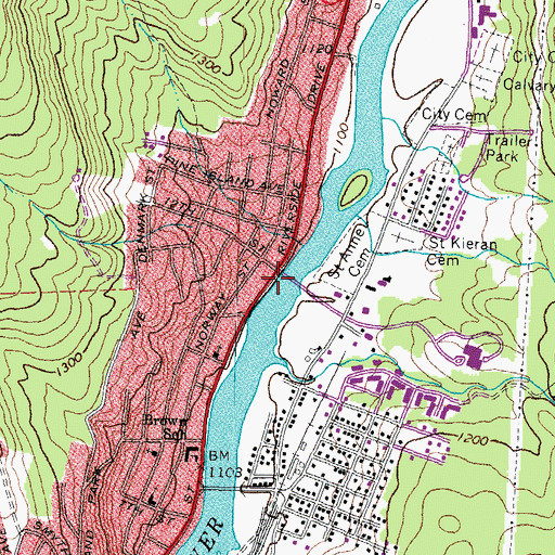 Topographic Map of Twelveth Street Bridge, NH