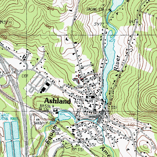 Topographic Map of Ashland Elementary School, NH