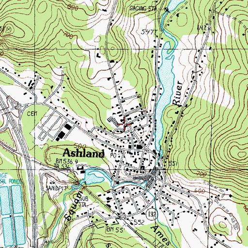 Topographic Map of Ashland Junior High School, NH