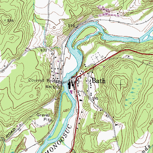 Topographic Map of Bath Post Office, NH