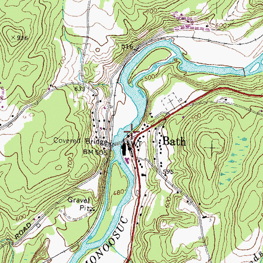 Topographic Map of Bath Public Library, NH