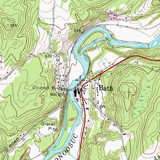 Topographic Map of Bath Town Hall, NH