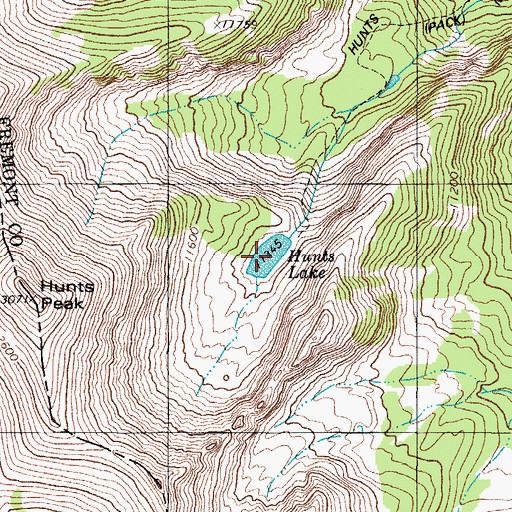 Topographic Map of Hunts Lake, CO