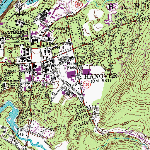 Topographic Map of Berry Sports Center, NH