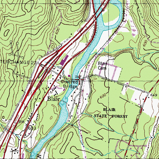 Topographic Map of Blair Bridge, NH