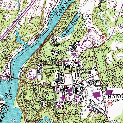 Topographic Map of Bradley Center, NH