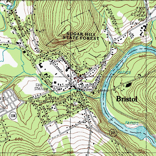 Topographic Map of Bristol Elementary School, NH