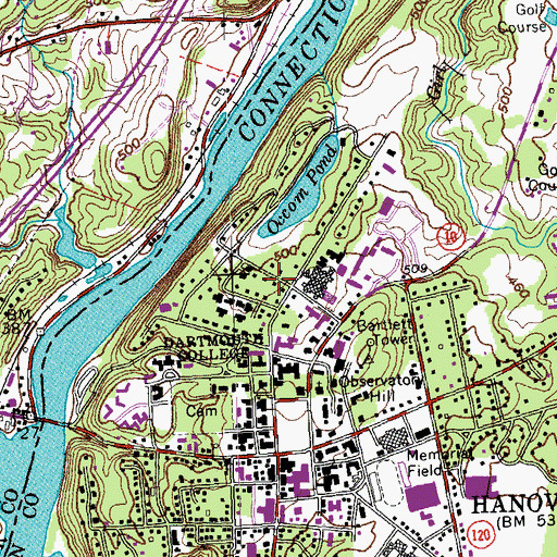 Topographic Map of Brown Hall, NH