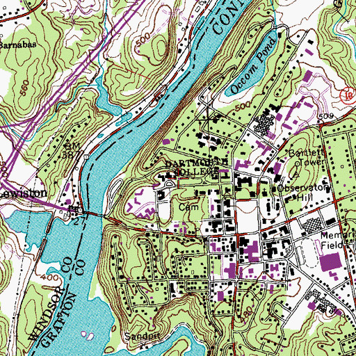 Topographic Map of Buchanan Hall, NH