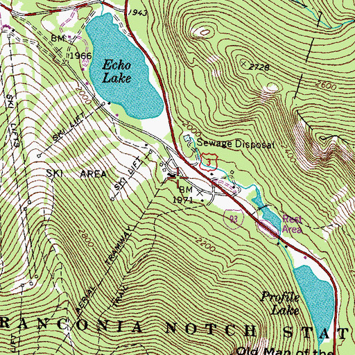 Topographic Map of Cannon Mountain Aerial Passenger Tramway, NH