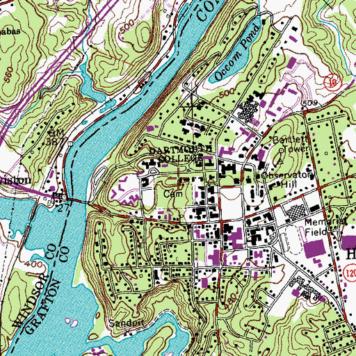 Topographic Map of Center Cemetery, NH