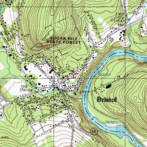 Topographic Map of Central Square Historic District, NH