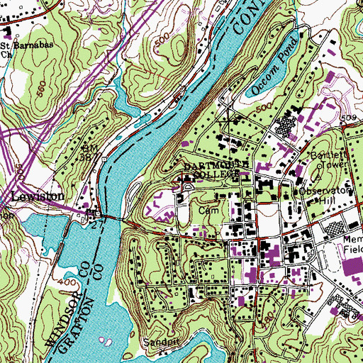 Topographic Map of Chase Hall, NH