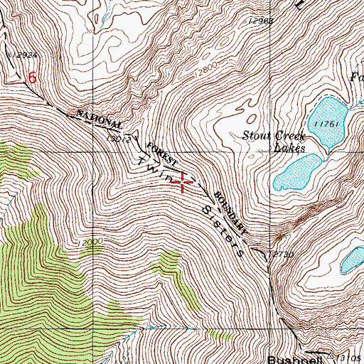 Topographic Map of Twin Sisters, CO
