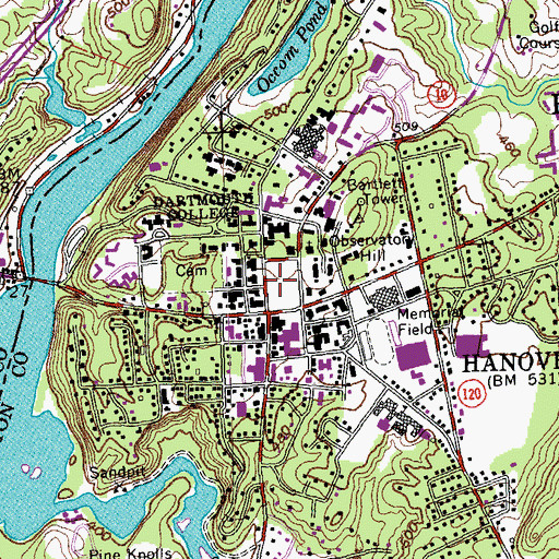 Topographic Map of College Green, NH
