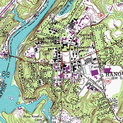Topographic Map of College Hall, NH