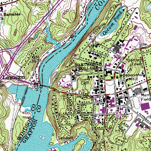 Topographic Map of Cumalings Hall, NH