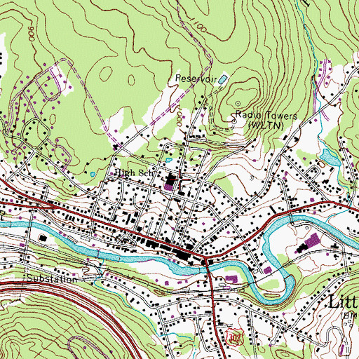 Topographic Map of Daisy Bronson Middle School, NH
