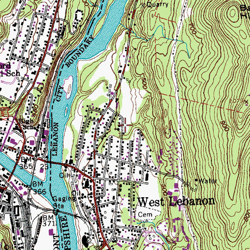 Topographic Map of Estabrook School, NH