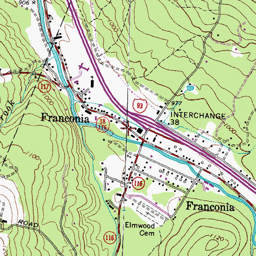 Topographic Map of Franconia Post Office, NH